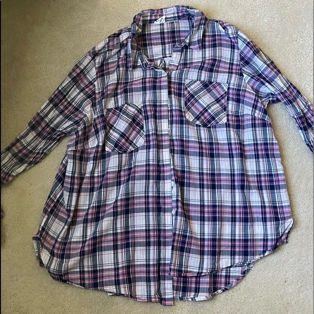 DC Jeans Pink and Blue plaid top